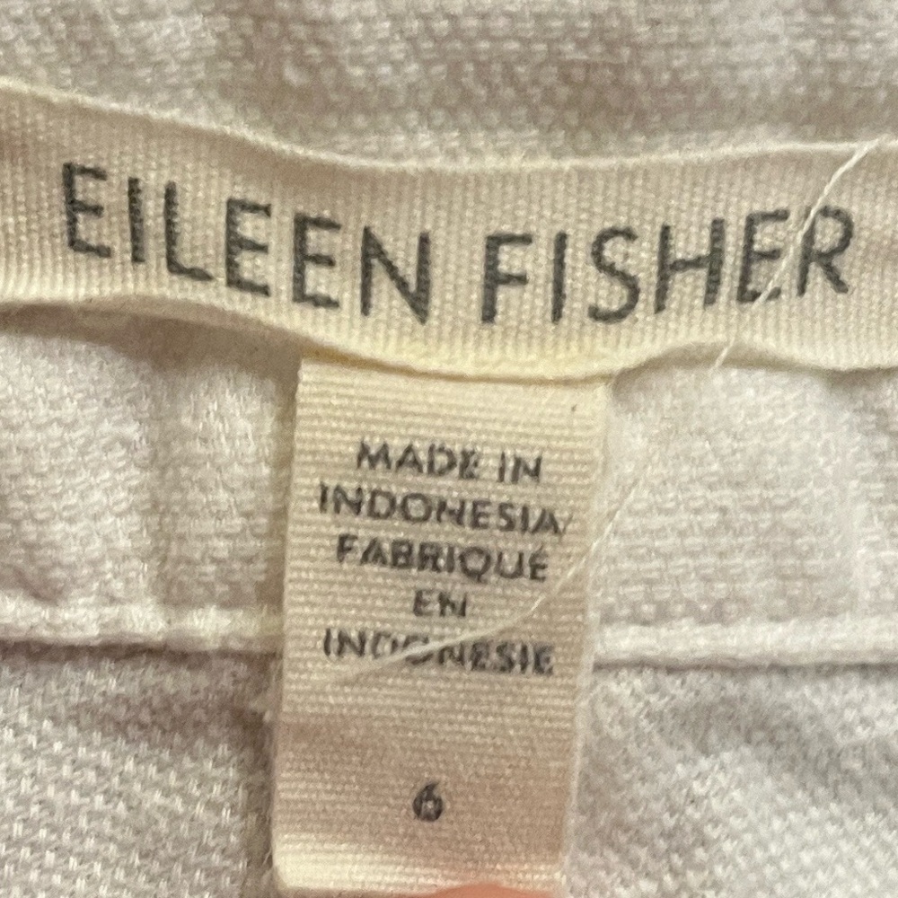 Eileen Fisher Women's White Organic Cotton/Hemp Tapered Pant Size 6 - Picture 2 of 7